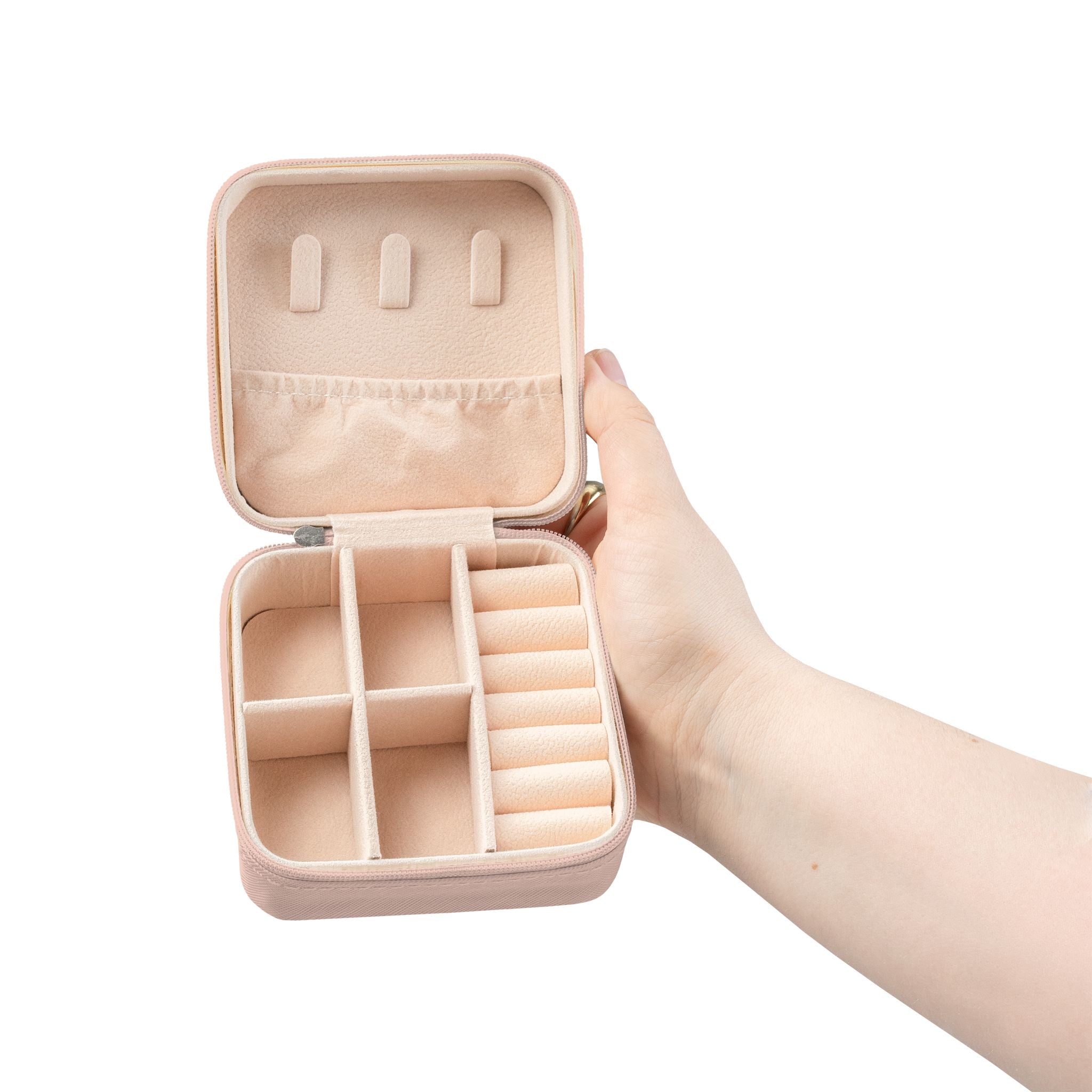 Travel Jewelry Case – Compact Pink Portable Organizer for Rings, Earrings & Necklaces