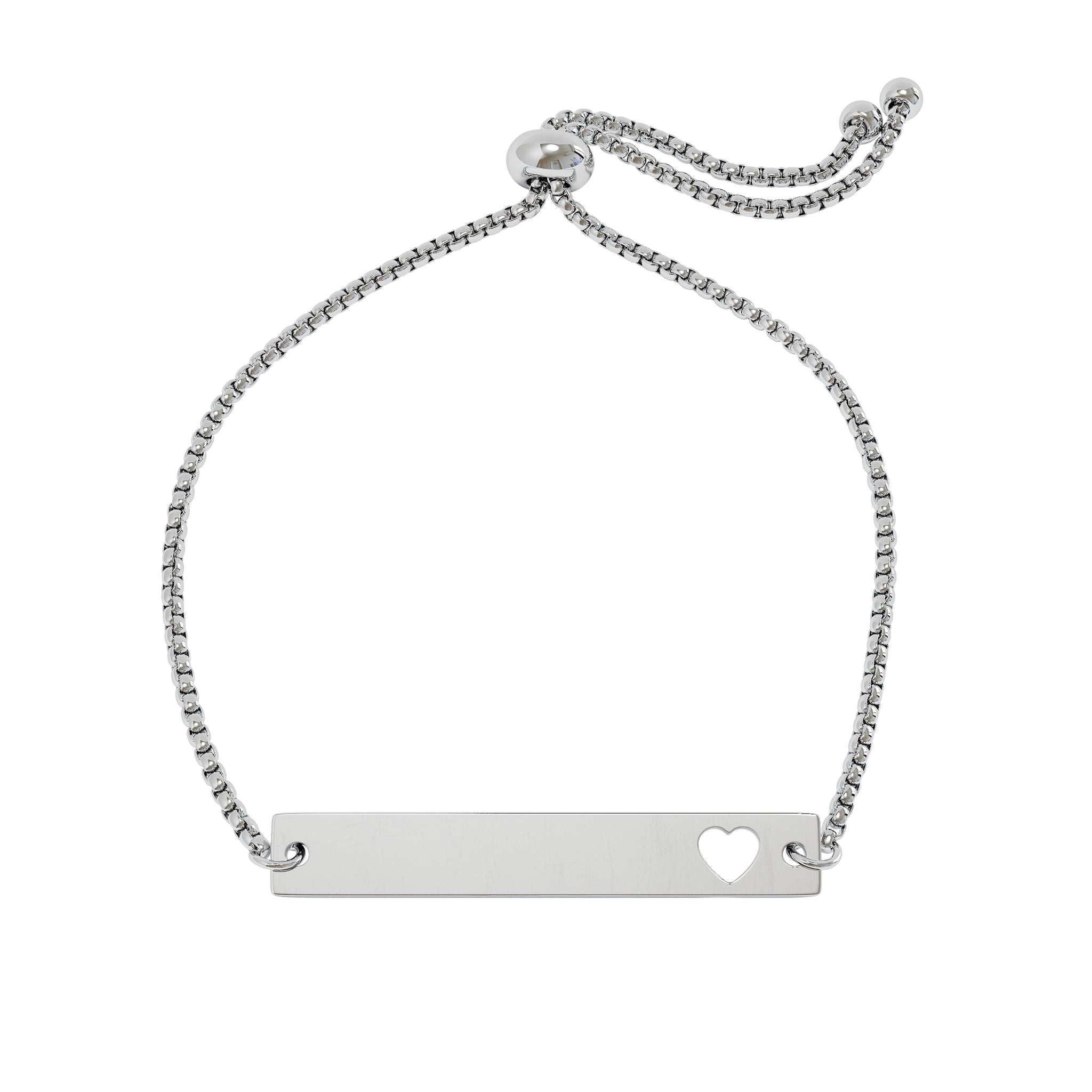 Engravable Heart Cutout Bar Bracelet — Adjustable Gold or Rose